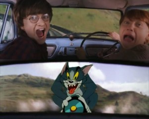 Создать мем: гарри и рон в машине, кадр из фильма, смешной гарри поттер