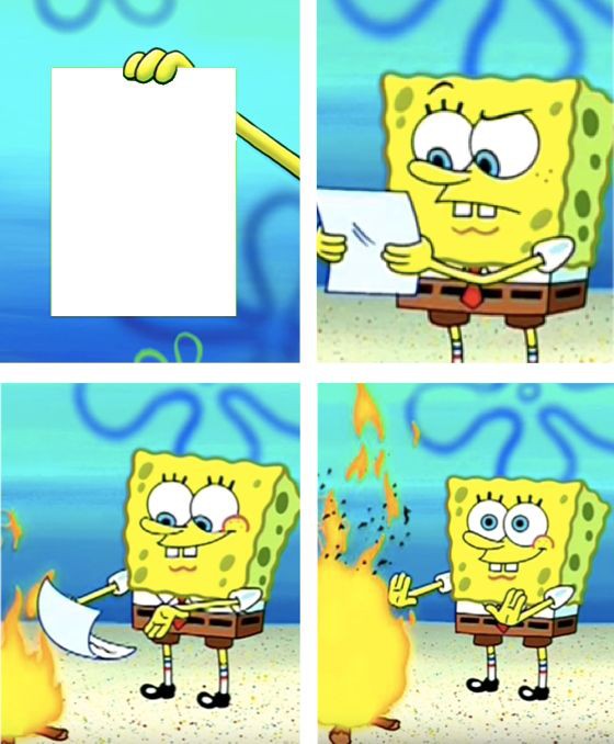 Создать мем: spongebob burns paper, мемы 2020 губка боб, губка боб квадратные