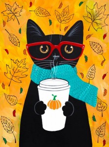 Create meme: gatto, black cat, pumpkin spice
