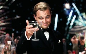 Create meme: Leonardo DiCaprio the great Gatsby, DiCaprio with a glass of, DiCaprio's Gatsby with a glass of