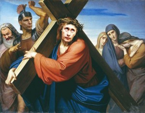 Create meme: Fedor Moller Christ carrying the cross, Christ carrying the cross white, Jesus Christ