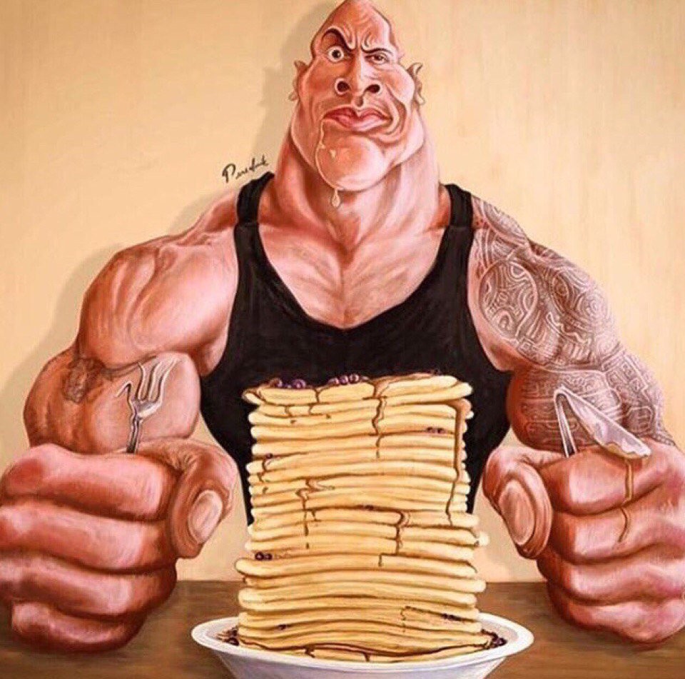 Create meme: Dwayne Johnson jock art, Dwayne the Rock Johnson with pancakes, jock drawing