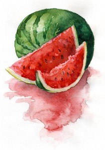 Create meme: watermelon watercolor sketch, watercolor painting, art foods watermelon