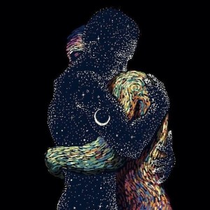 Создать мем: парень и девушка обнимаются, by james r. eads, космос любовь, картина