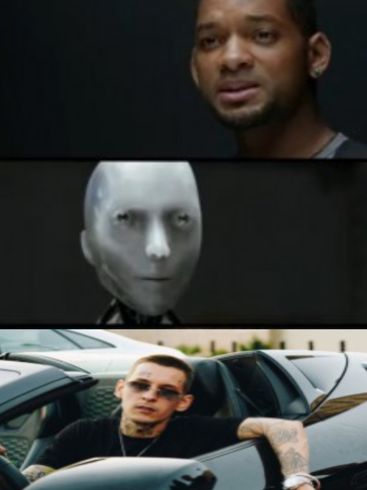 Create meme: you're just a robot, you're just a machine, imitation of life, will Smith I robot meme