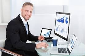 Create meme: profit on Forex, businessman behind computer, male