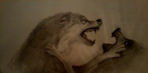 Create meme: wolf pencil, deviantart, the grin of a wolf with a pencil