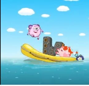 Создать мем: пеппа на море, свинка пеппа лодка дедушки свина, смешарики