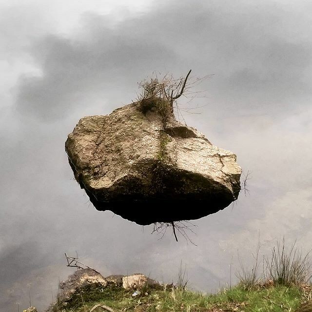 Create meme: The floating stone, A stone in the air, flying stones