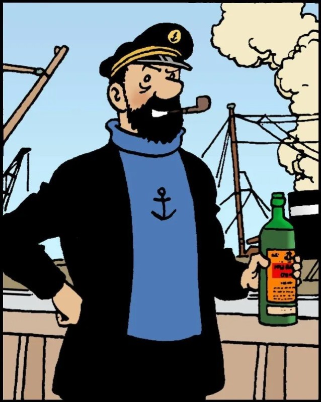 Создать мем: капитан хэддок виски, усатый капитан, капитан хэддок