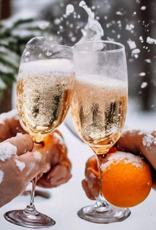 Create meme: champagne for the new year, New Year's cards with glasses of champagne, Christmas
