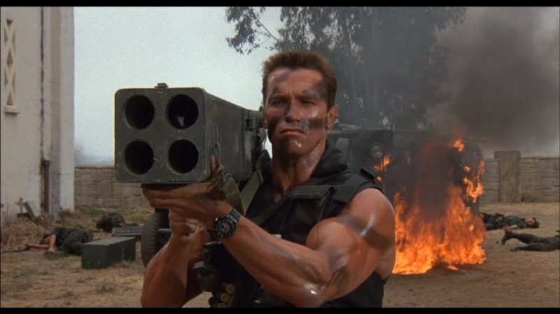 Create meme: Schwarzenegger commando, Schwarzenegger commando Bazooka, Schwarzenegger with a Bazooka