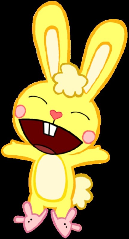 Create meme: yellow rabbit, happy three friends, tree friends