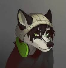Create meme: wolf in headphones, anime furry, furry with headphones