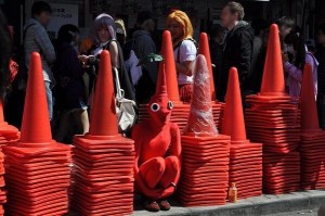 Create meme: People, cone, funny cone