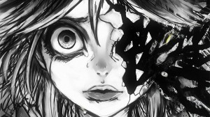 Create meme: anime black and white, black and white art