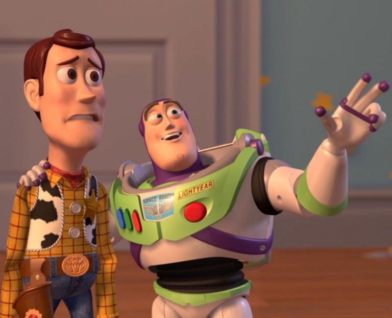 Create meme: they're everywhere meme, Woody and Buzz, buzz Lightyear