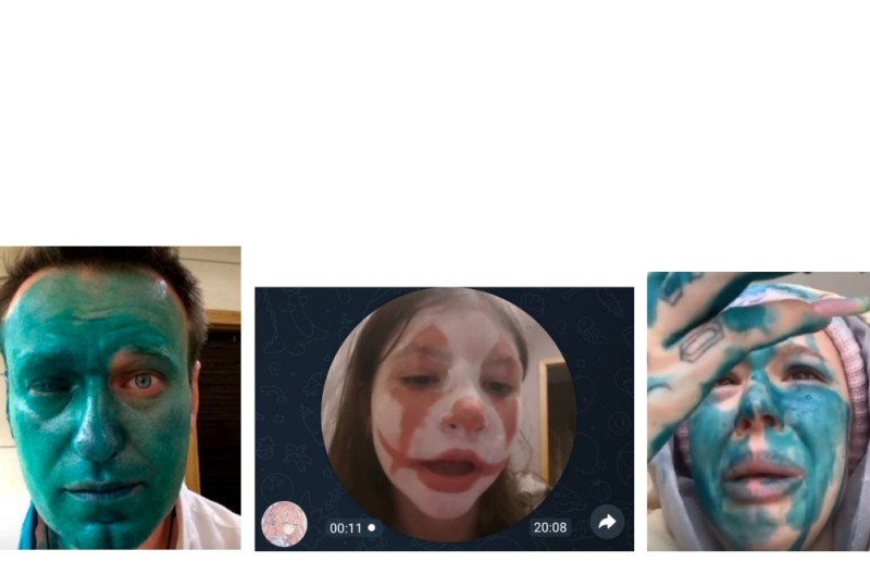 Создать мем: навальный зеленка, инстасамка лицо, навального облили зелёнкой