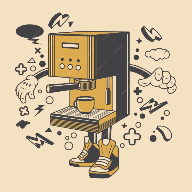Create meme: coffee machine drawing, cartoon coffee machine, automatic coffee machine
