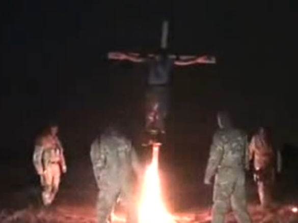 Create meme: crucifixion of the militia on the cross, crucifixion of the militia, execute