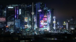 Создать мем: игра cyberpunk 2077, небоскребы ночью, night city cyberpunk
