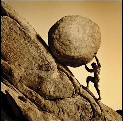 Create meme: the myth of sisyphus, The sisyphean work is a myth, Sisyphus