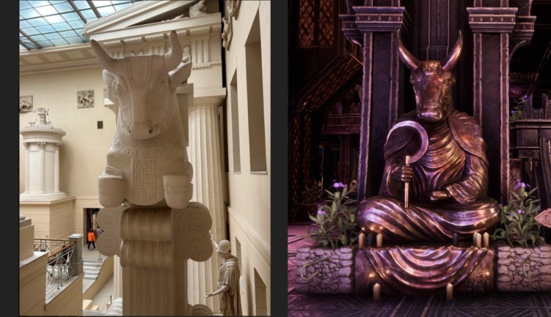 Создать мем: конь музей имени пушкина, бафомет статуя, статуя бафомета в детройте