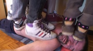 Create meme: sneakers, trampling, feet