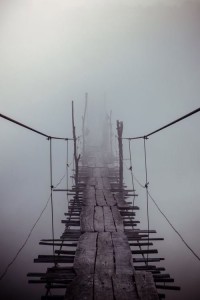 Создать мем: висячий мост, мост в никуда, мост в тумане