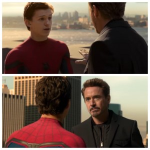 Create meme: Tony stark Avengers finale, Tony stark spider-man return home, Tony stark and Peter Parker