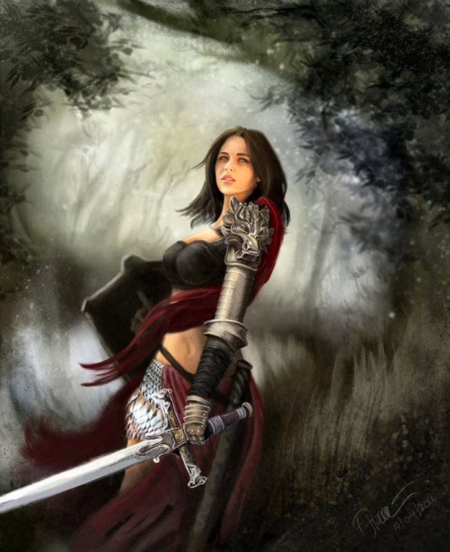 Create meme: fantasy warrior girl, Fantasy girl with a sword, female warrior fantasy