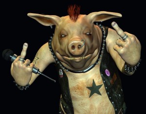 Create meme: piggy rocker, pig punk meme, pig punk rocker