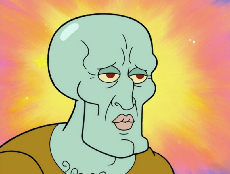 Create meme: sponge Bob square pants , squidward with a beautiful face, squidward is perfect