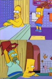 Создать мем: simpson bart, гомер барт стул, мемы симпсоны