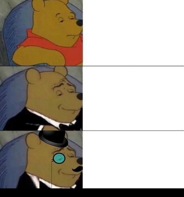 Create meme: template meme Winnie the Pooh, meme Winnie the Pooh in a Tux, winnie the pooh