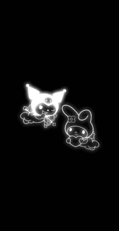 Create meme: black background , kuromi on a black background, darkness