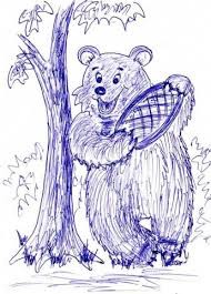 Создать мем: медведь сказка, медведь пасечник, паустовский дремучий медведь раскраска