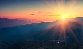 Create meme: The sunrise is the sun, sunrise mountains, sunrise in the mountains