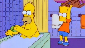 Create meme: Bart Homer chair meme, Homer, the simpsons meme