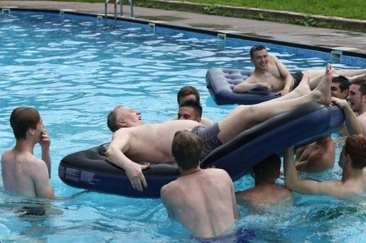 Create meme: boys in the pool, Zhirinovsky funny, zhirinovsky on the mattress