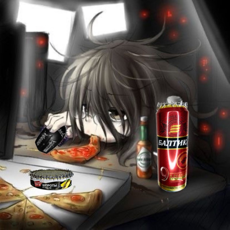 Create meme: hikka art, dark anime, beer Baltika 9