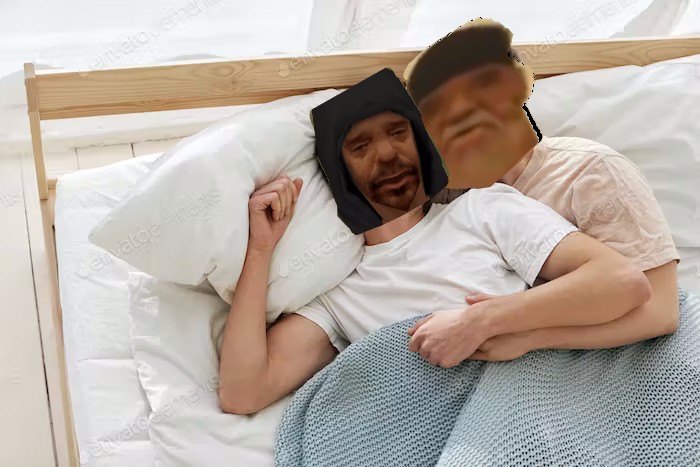 Создать мем: пара в кровати, счастливая пара, лежит на кровати