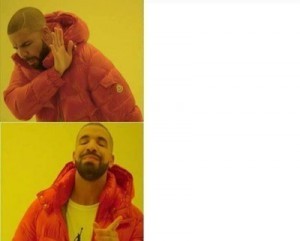 Create meme: meme with a black man in the orange jacket, template meme with Drake, Drake meme