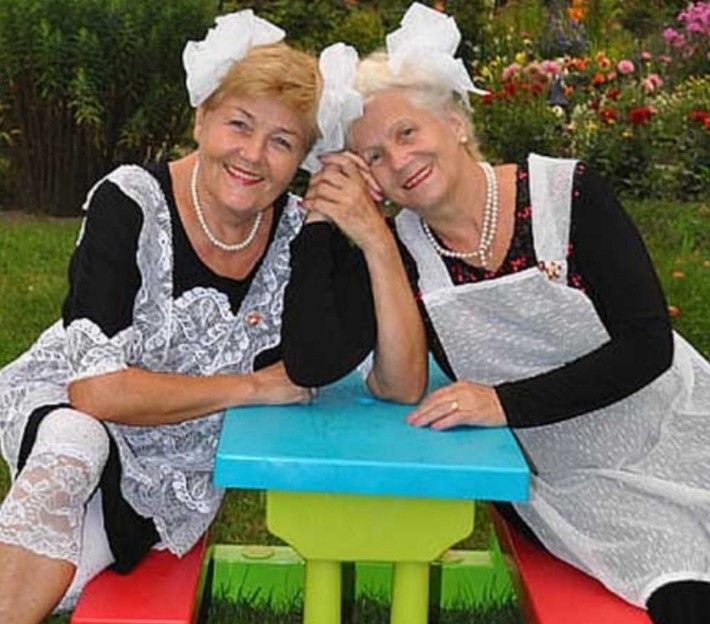 Create meme: two grandmothers girlfriends, two grandmothers on a bench, two grandmothers
