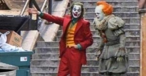 Create meme: Joker 2019, Joker, Joker and Pennywise on the stairs