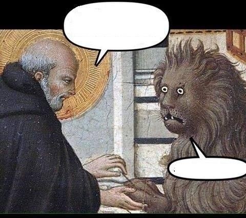Создать мем: страдающее средневековье лев ветка, мемы страдающее средневековье, но это ветка