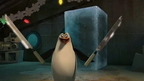 Create meme: Run away I'm a finished penguin from Madagascar, penguin rico, A penguin from Madagascar with knives