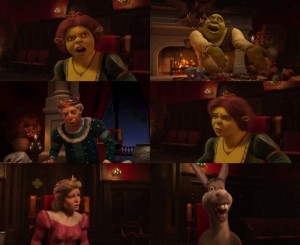 Create meme: Shrek and Fiona, mom dad Fiona Shrek donkey, meme Shrek Fiona
