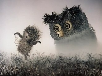 Create meme: cartoon hedgehog in the fog, owl hedgehog in the fog, hedgehog in the fog