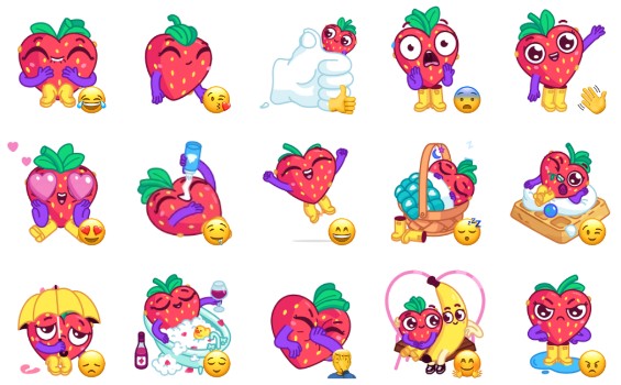 Create meme: fruit stickers, strawberry telegram stickers, funny stickers